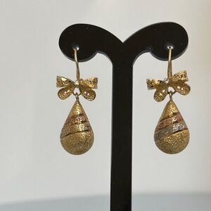 14k GF Drop Earrings with Bow Accent